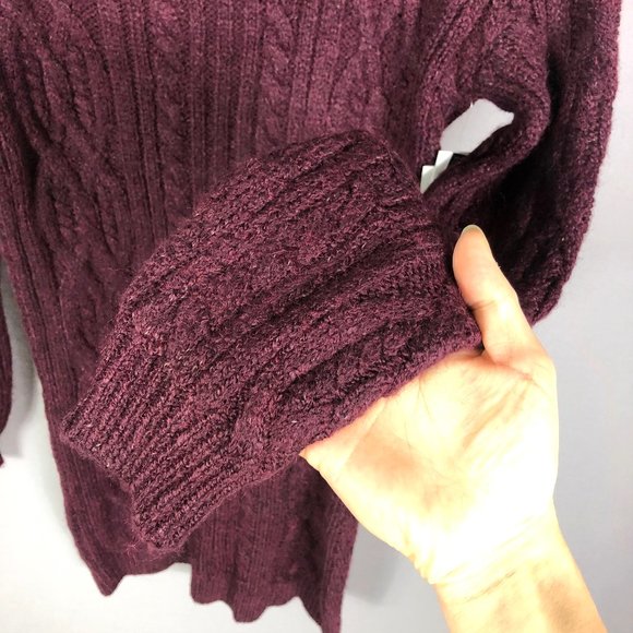 BP Burgundy Stem Red Crewneck Cable Knit Sweater Dress Size XS - Picture 4 of 8